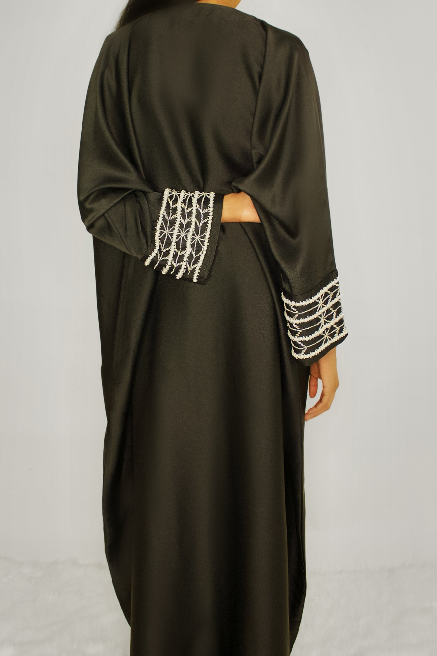 Embellished Pearl Sleeve Abaya