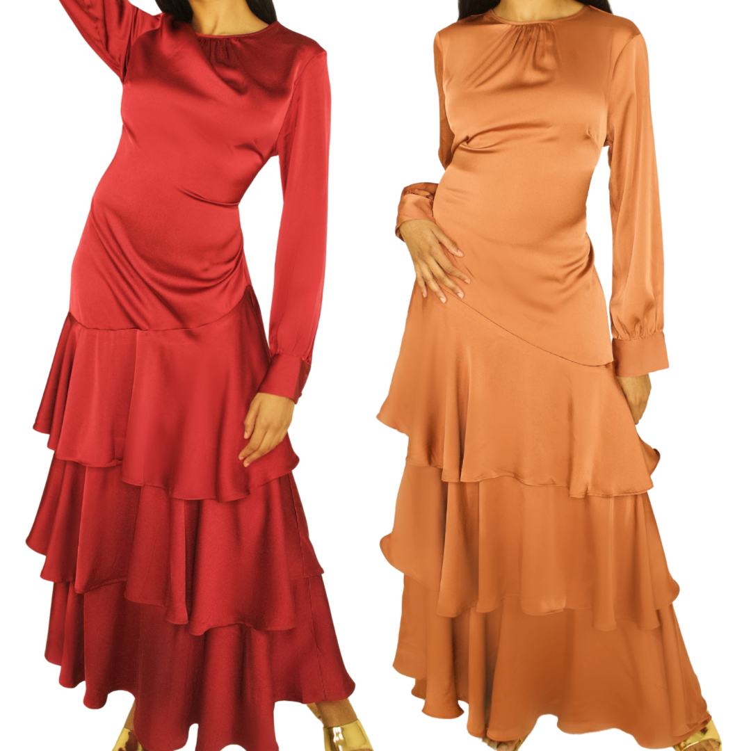 Satin Ruffle Dress