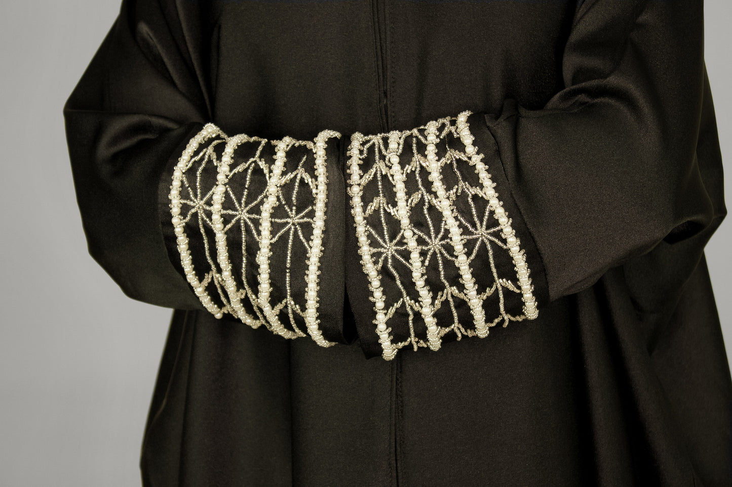 Embellished Pearl Sleeve Abaya