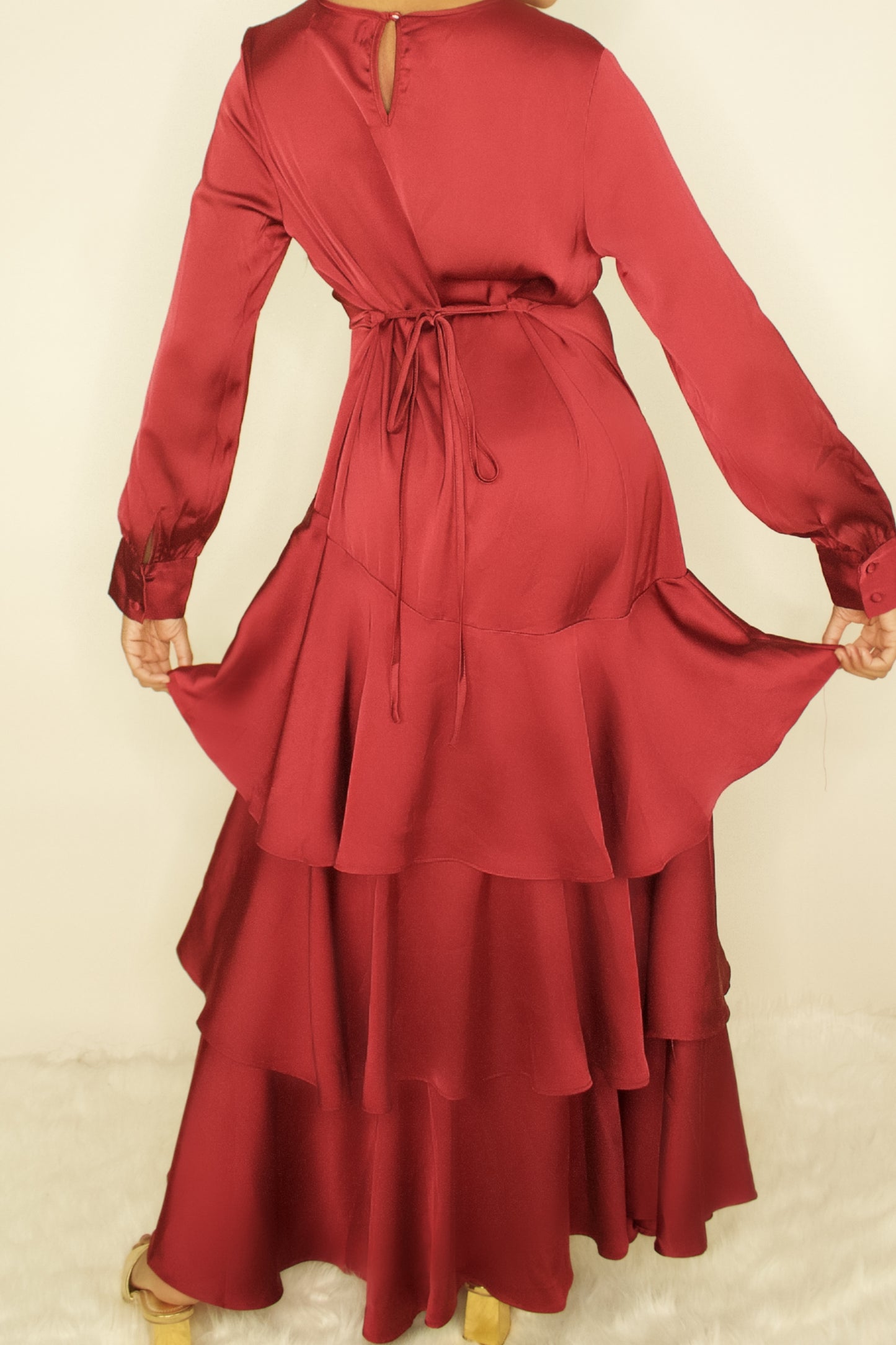 Satin Ruffle Dress