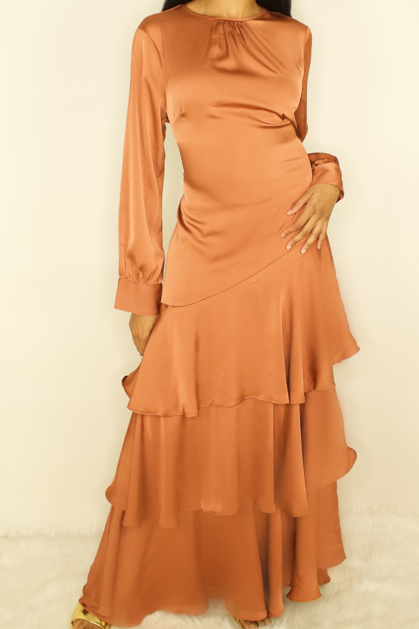 Satin Ruffle Dress