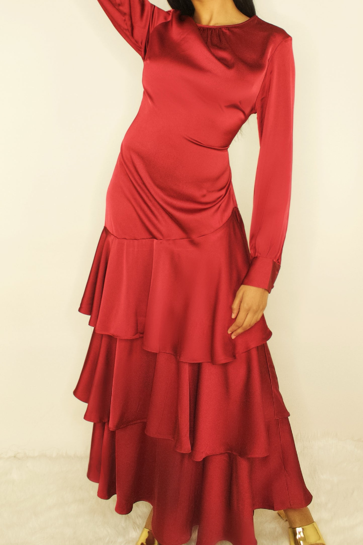 Satin Ruffle Dress
