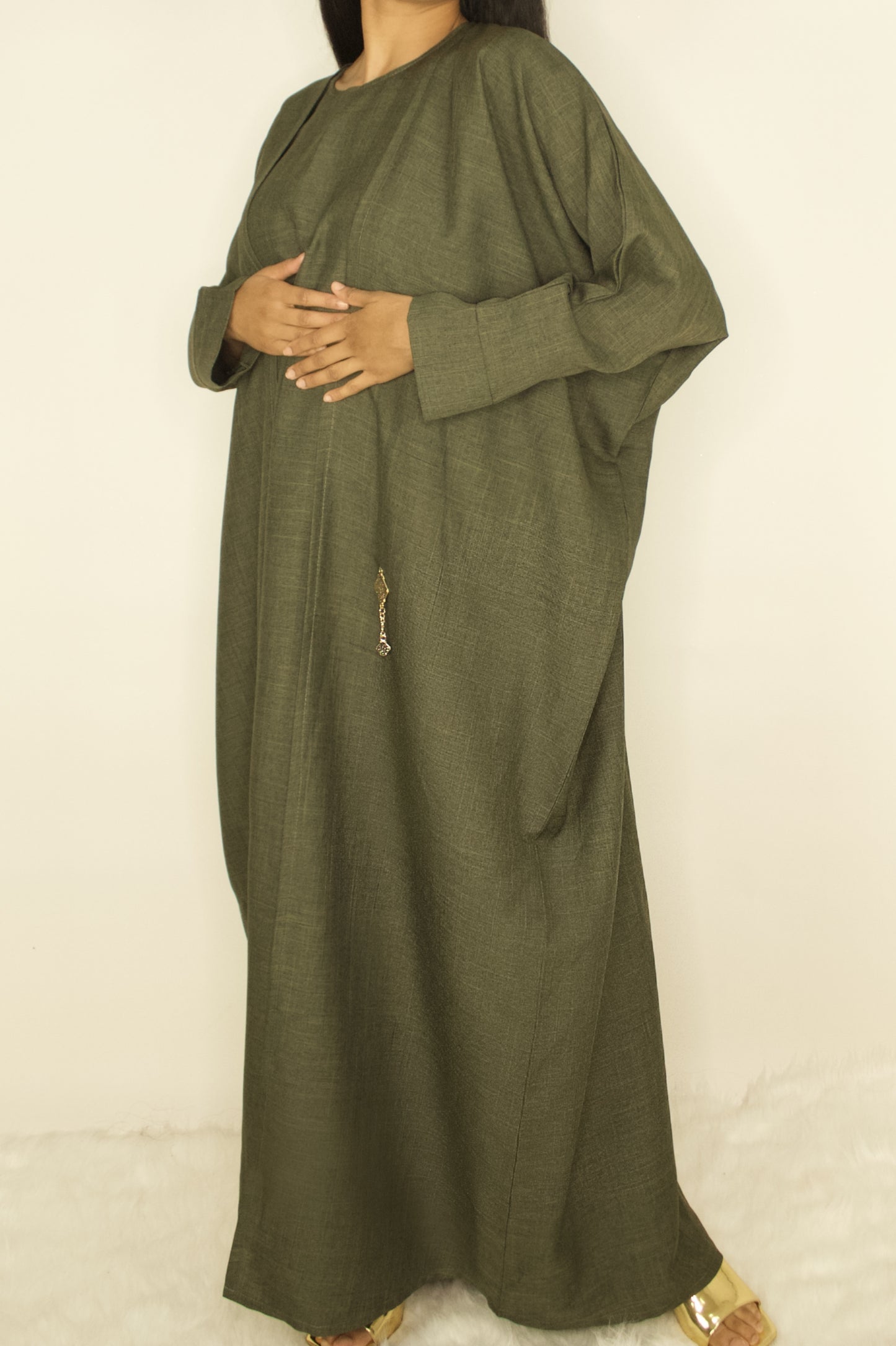 Two Piece Linen Butterfly Abaya
