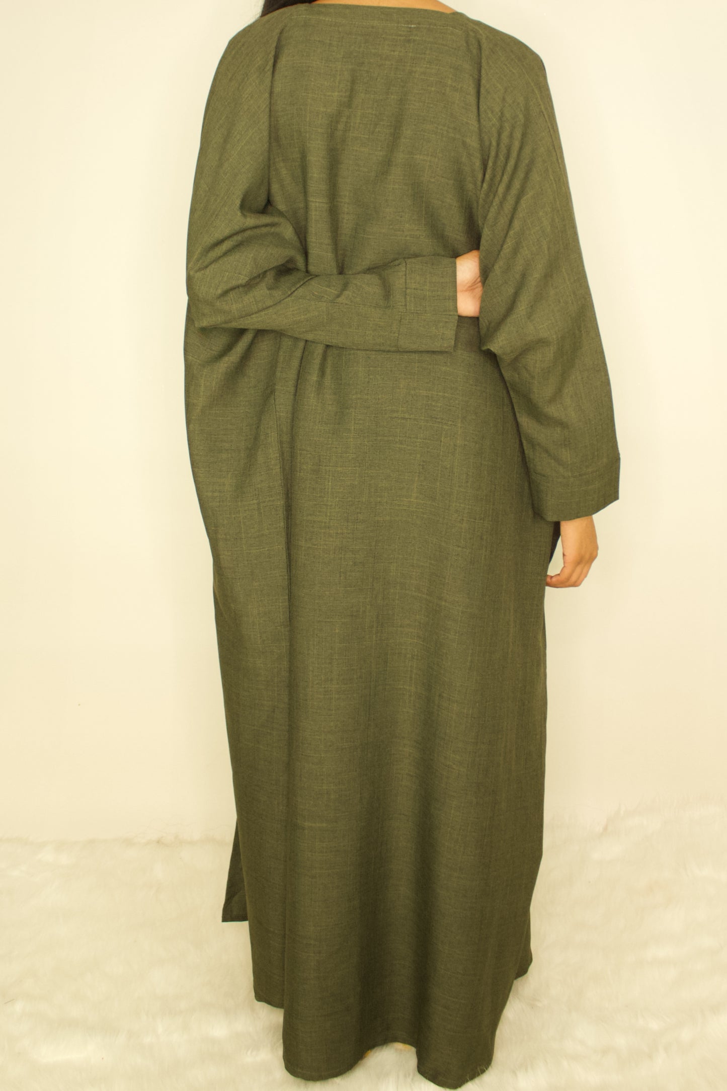 Two Piece Linen Butterfly Abaya
